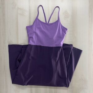 PACT womens purple colorblock organic stretch pocket midi dress